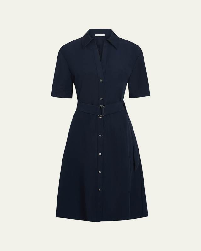 Short-Sleeve Belted Shirtdress